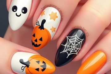 adorable halloween almond nails