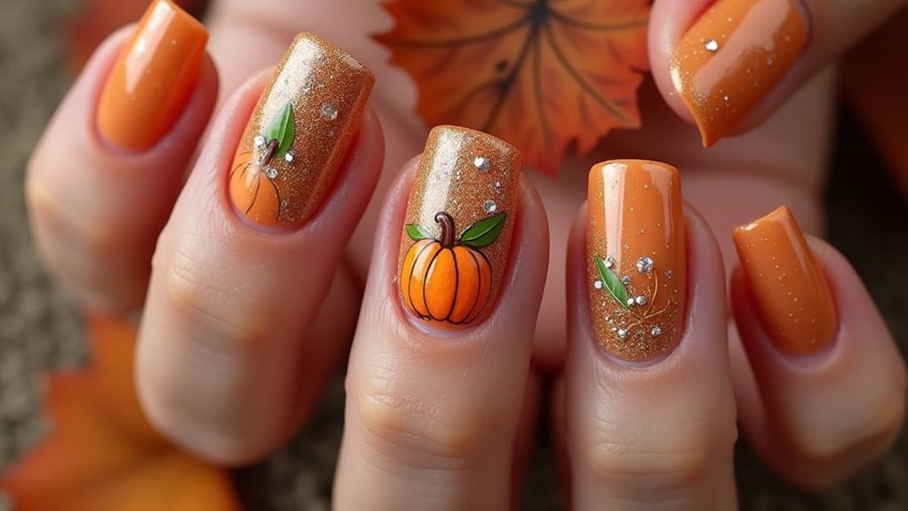 autumn themed nail decoration