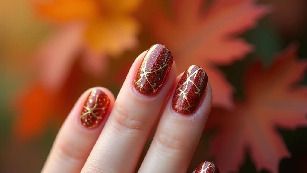 botanical themed manicure design