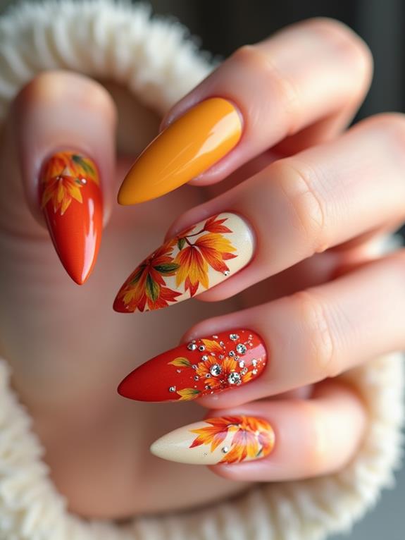 botanical themed nail designs