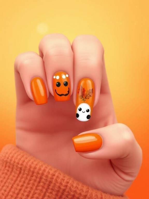 bright orange nail art