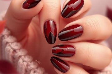 burgundy black fall nail art