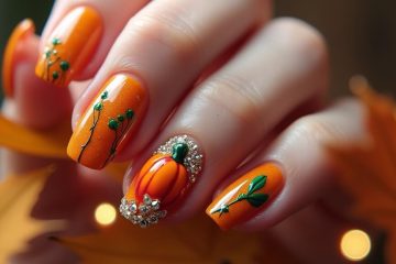 charming fall pumpkin nails