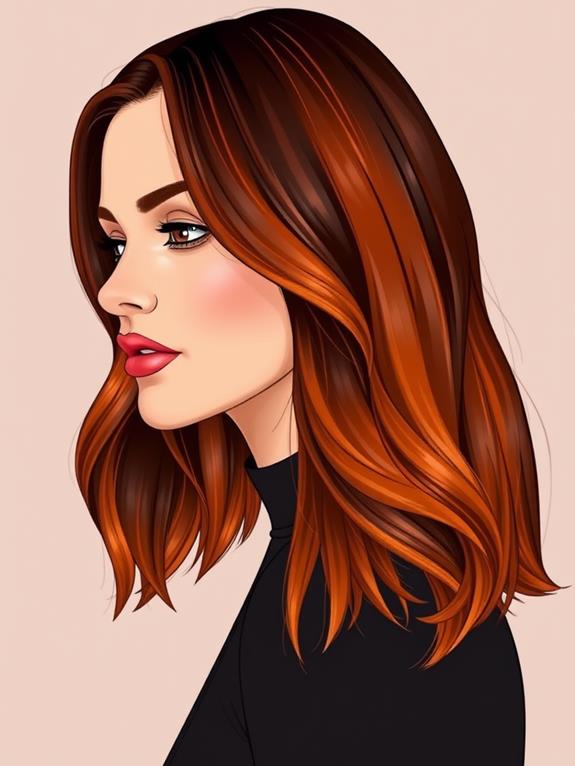 copper and dark hair