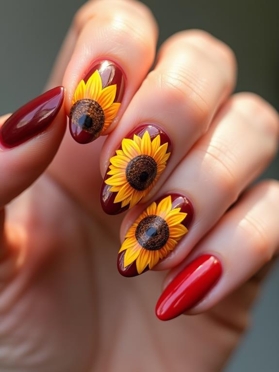 creative sunflower nail designs