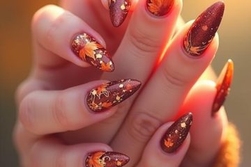 fall sparkle acrylic nails