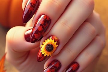 fall sunflower nail design