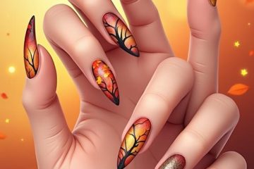 fall tree nail art