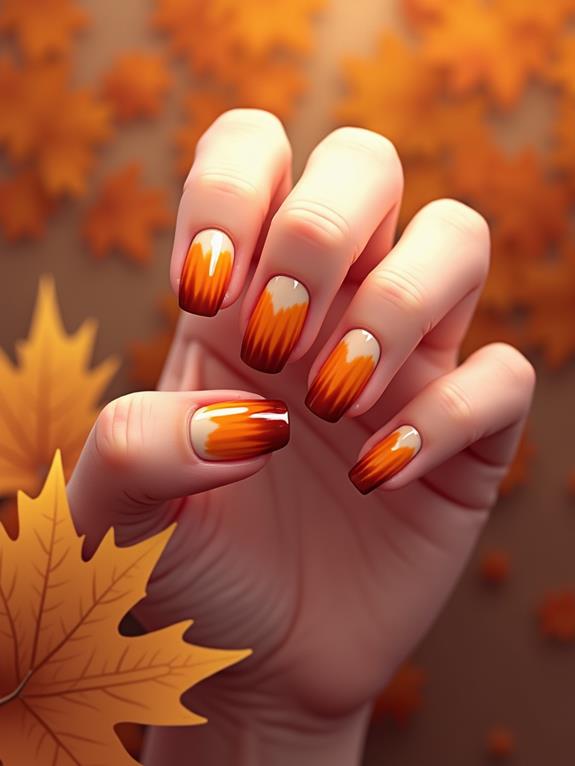 gradient pumpkin nail art