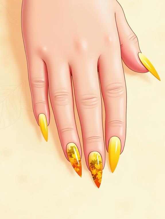 gradient yellow nail art