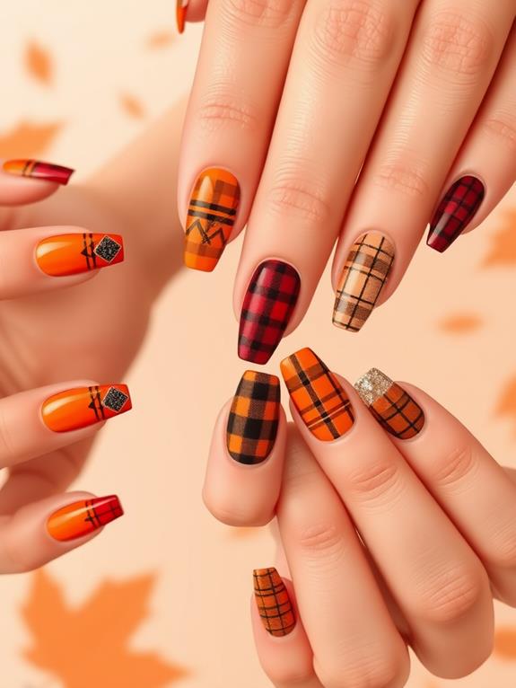 plaid nail art design