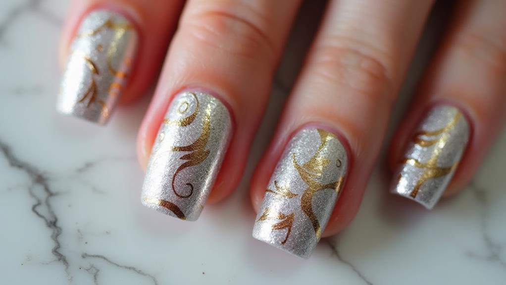 shiny metallic nail art