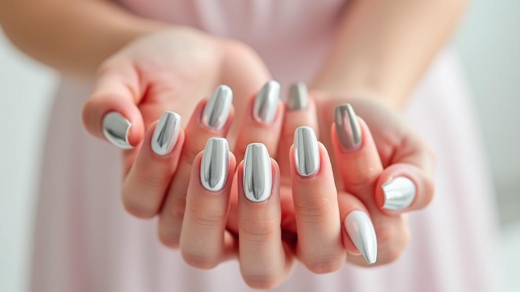 shiny metallic nail finish