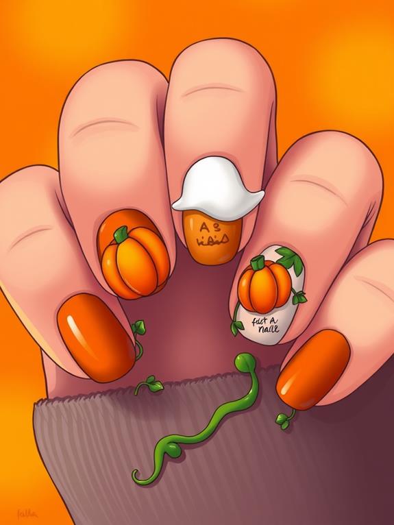 simple pumpkin nail designs