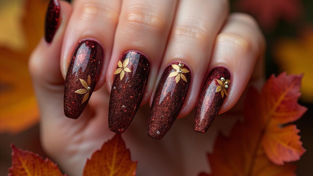 sparkling autumn nail designs