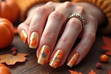 trendy fall pumpkin nail designs