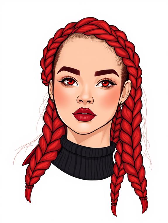 vibrant red braided crown