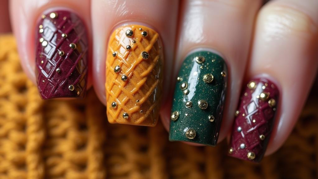 warm knit inspired nail design